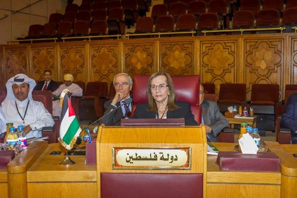 Image of Lamis El-Alami, general secretary of the Central Election Commission, while represented the State of Palestine and to the Election Commission at the meeting